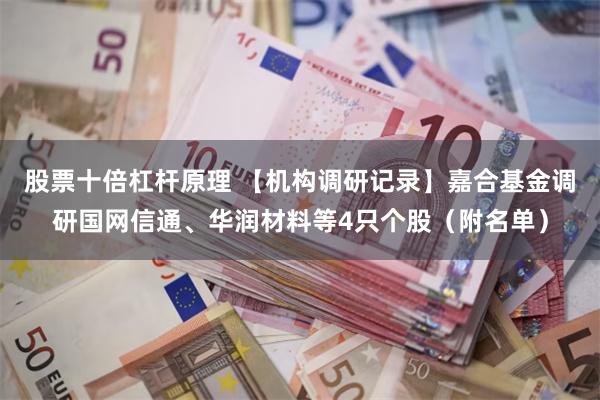 股票十倍杠杆原理 【机构调研记录】嘉合基金调研国网信通、华润材料等4只个股（附名单）